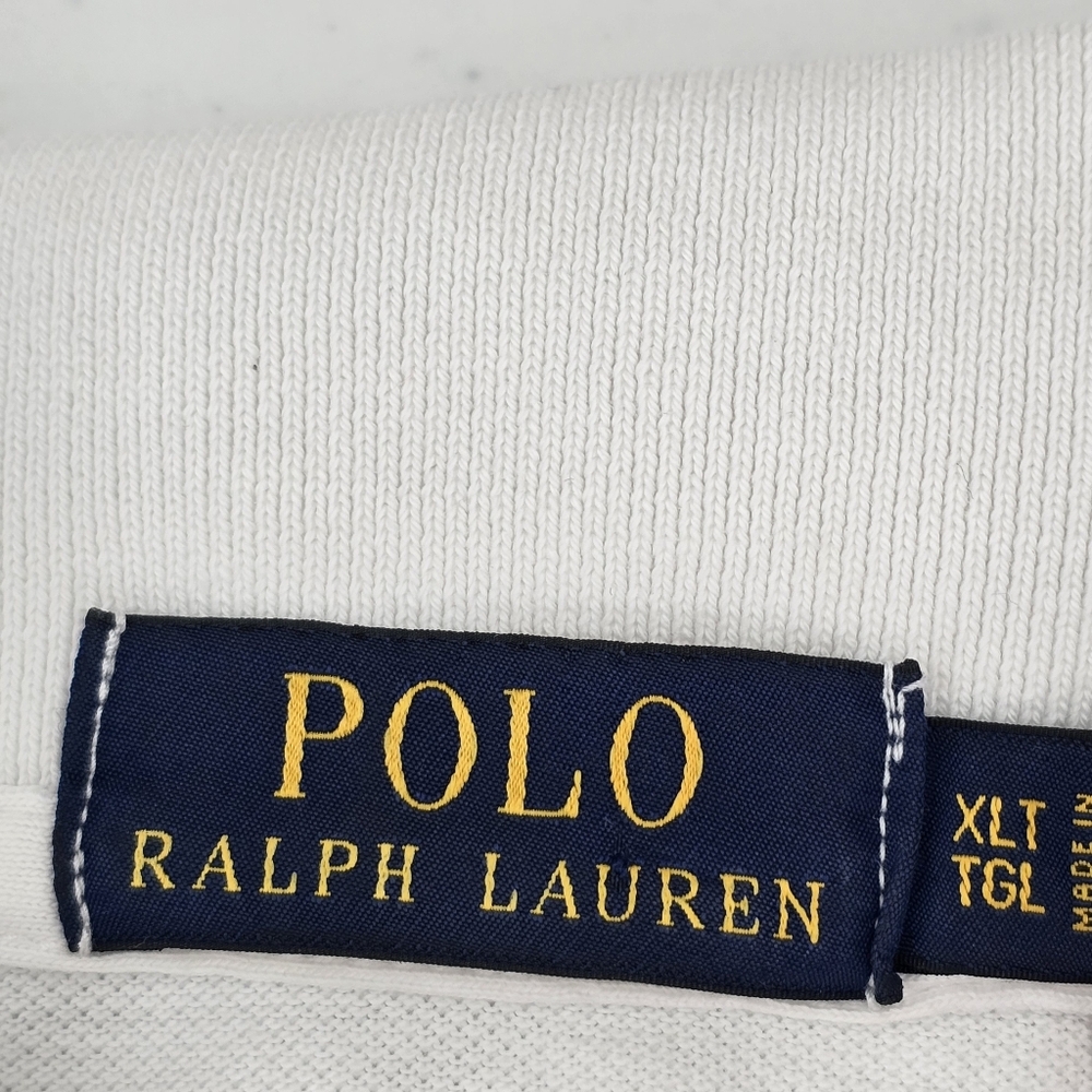 Polo Ralph Lauren Polo Shirt Mens XL Tall‎ White Big Pony Number 3 Sleeve Pique. - Picture 5 of 8